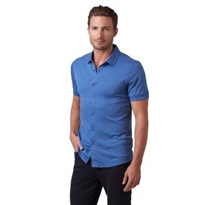 Raffi Linden Men's Blue Short Sleeve Button Down Shirt Pool 94057